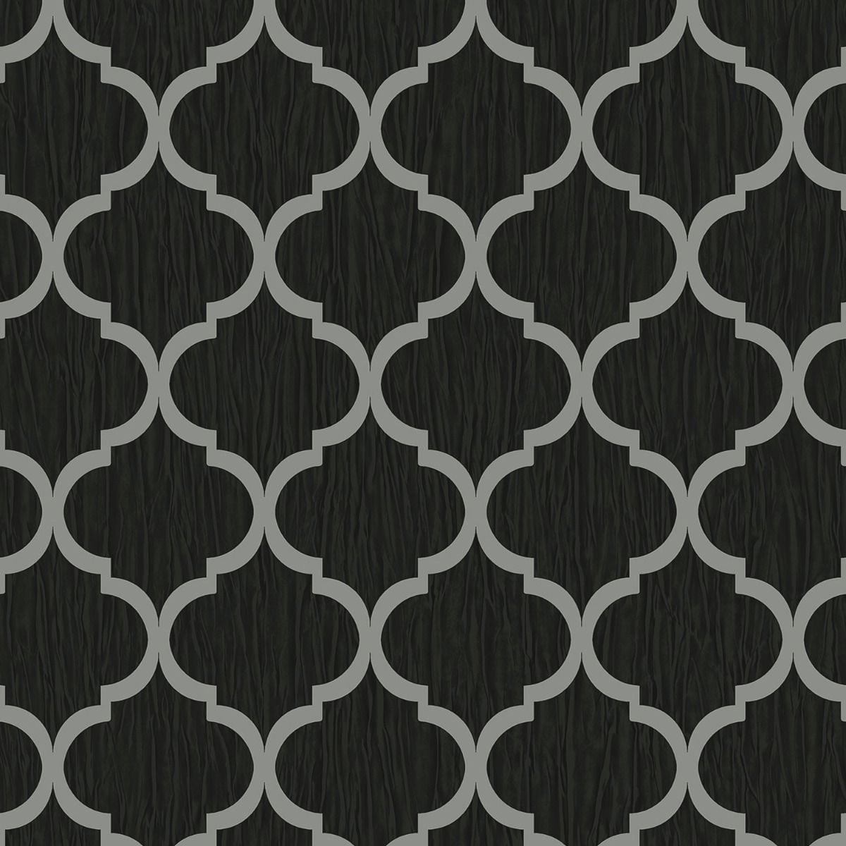Crystal Trellis Wallpaper - Black / Silver - Debona