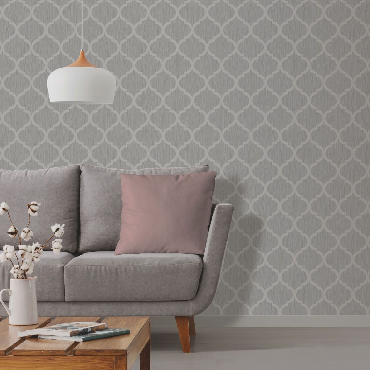 Crystal Trellis Wallpaper - Silver - Debona