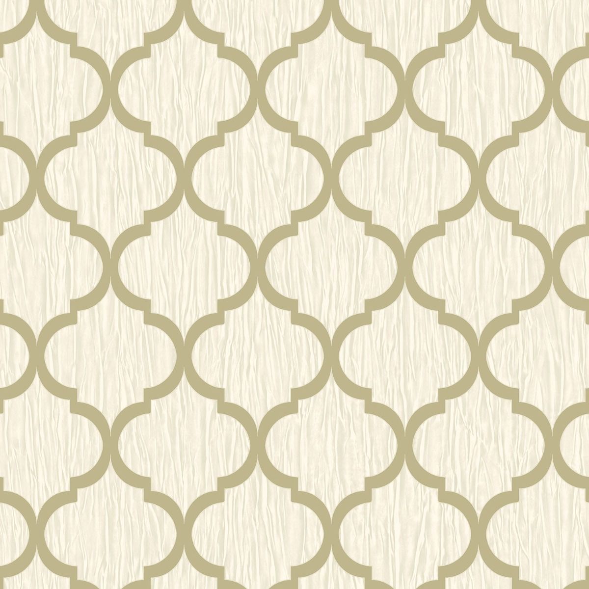 Crystal Trellis Wallpaper - Ivory / Gold - Debona
