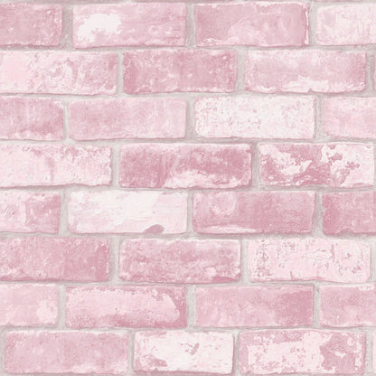 Glitter Brick Wallpaper - Pink - Debona