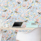 Limoges Floral Bird Wallpaper - Blue - Debona