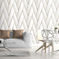 Armando Herringbone Geometric Wallpaper - White / Gold  - Debona