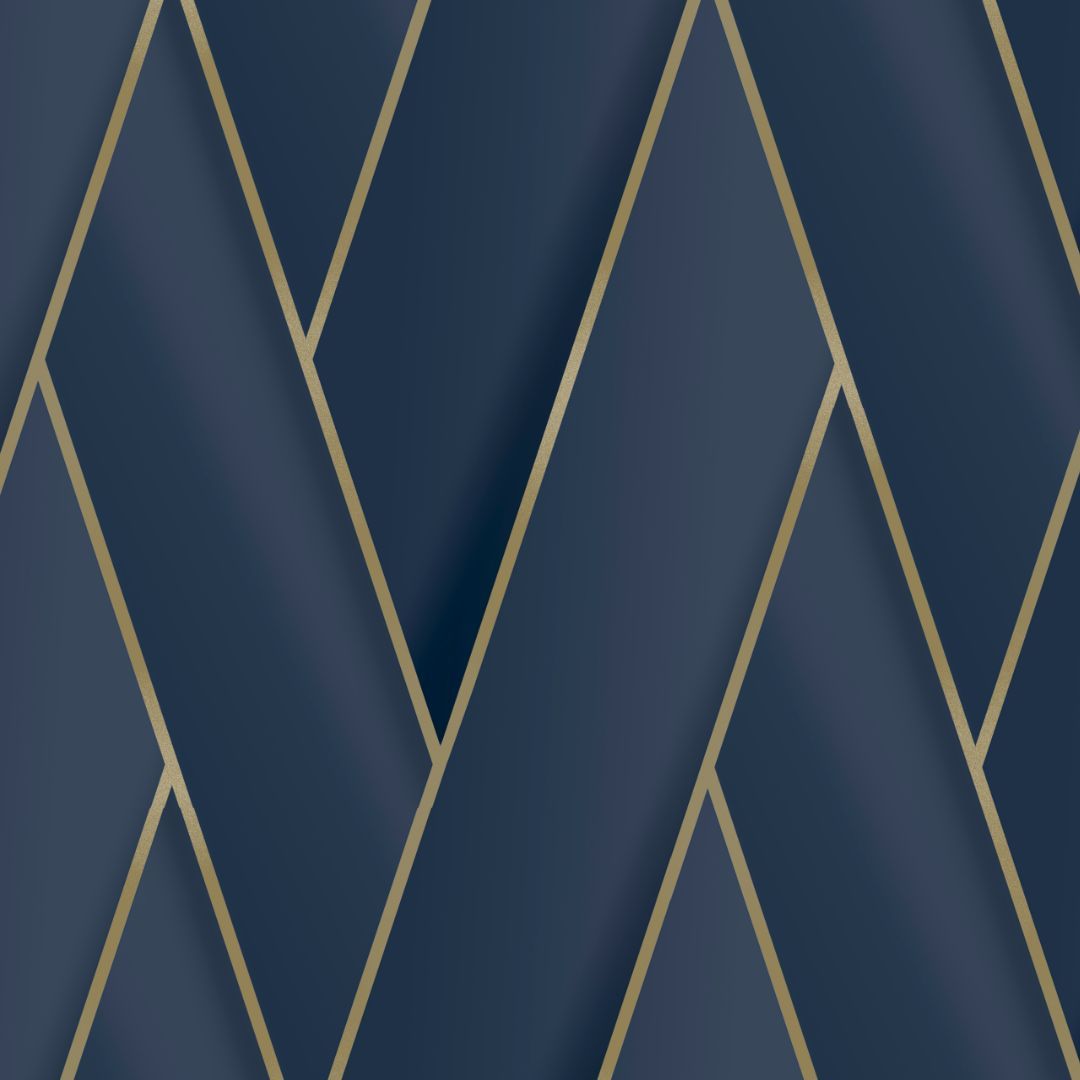 Armando Herringbone Geometric Wallpaper - Navy / Gold - Debona
