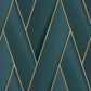 Armando Herringbone Geometric Wallpaper - Teal / Gold - Debona