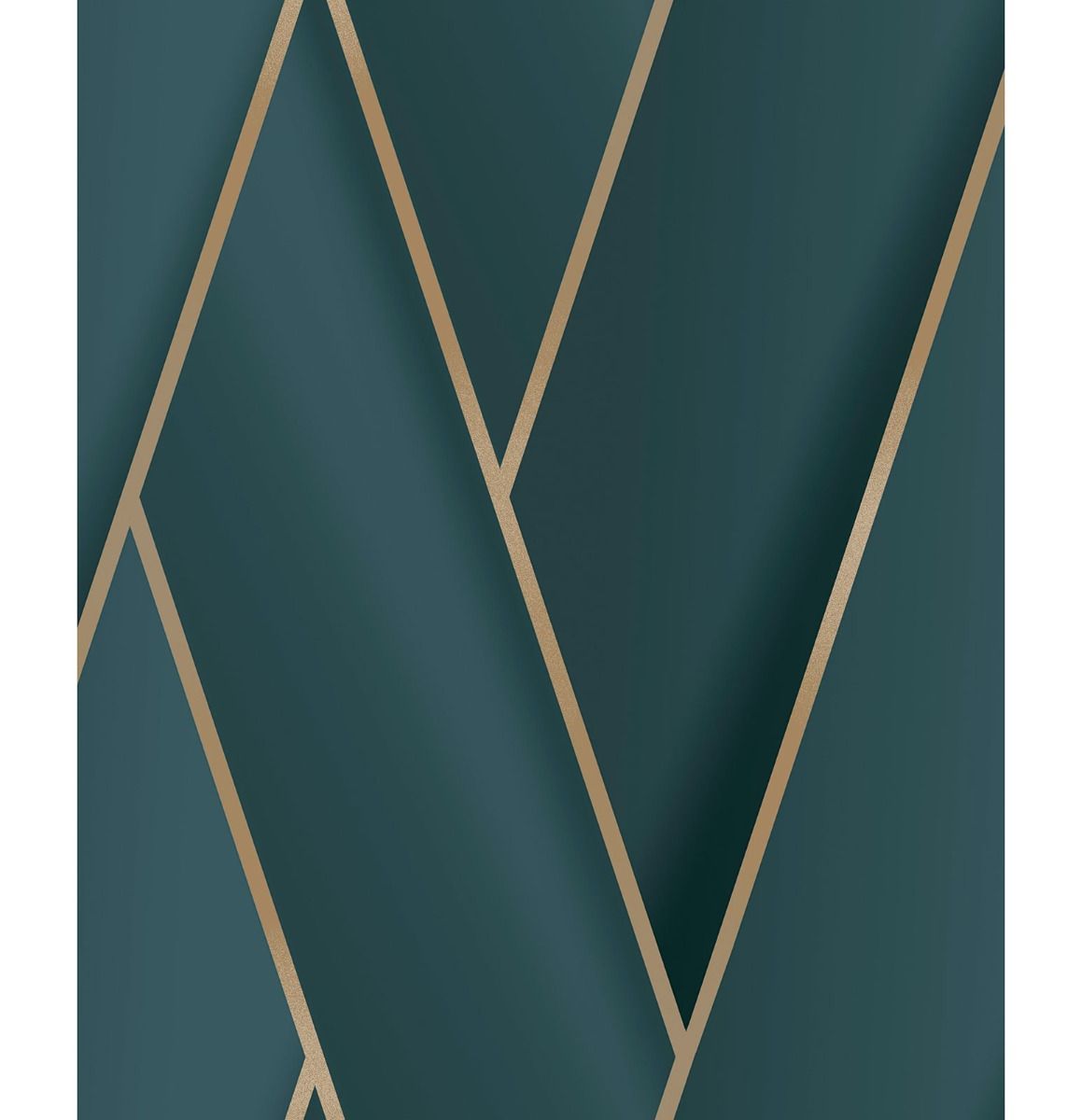 Armando Herringbone Geometric Wallpaper - Teal / Gold - Debona