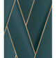 Armando Herringbone Geometric Wallpaper - Teal / Gold - Debona
