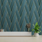 Armando Herringbone Geometric Wallpaper - Teal / Gold - Debona