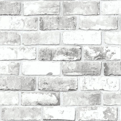 Brick Effect Wallpaper - White - Debona