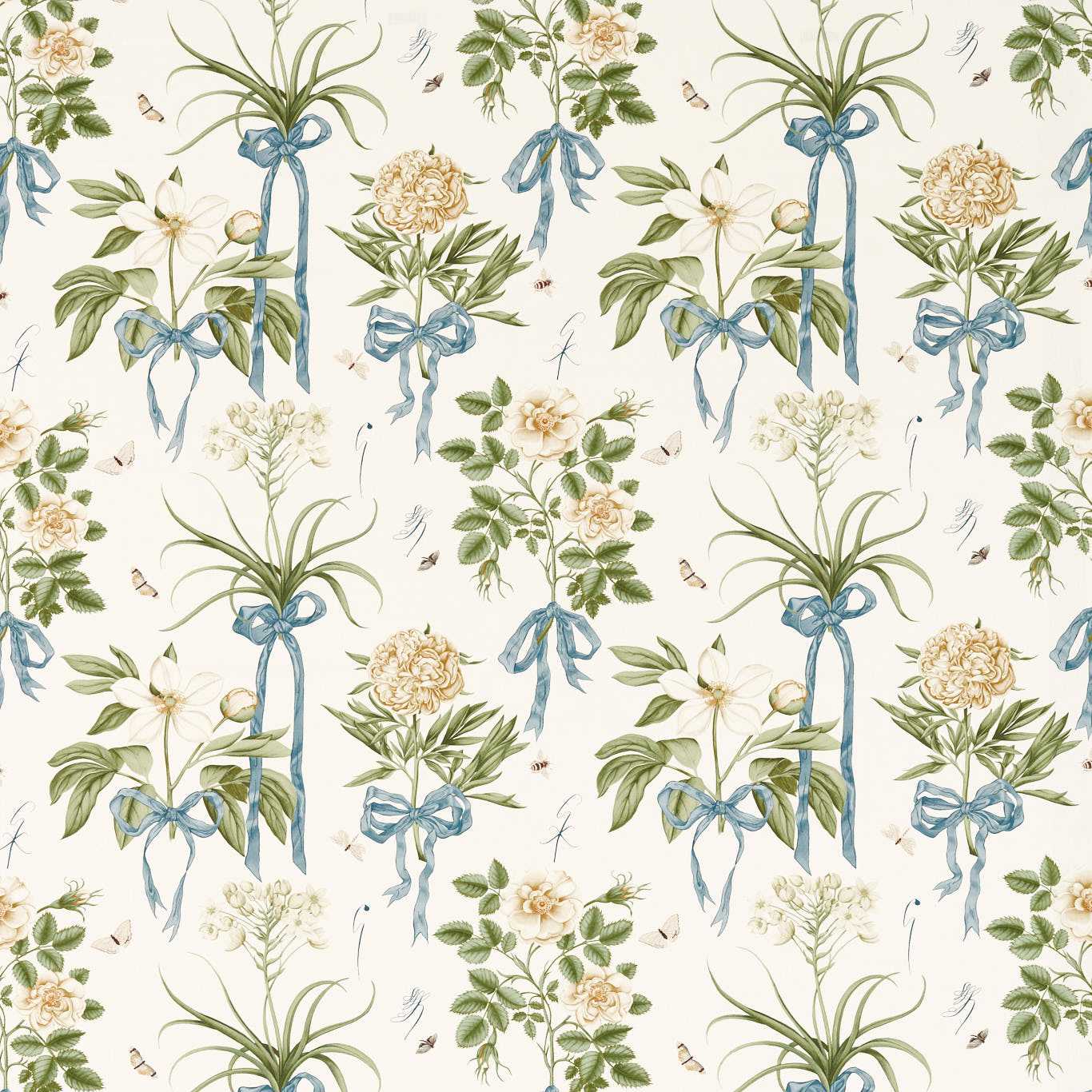 Cupid's Beau Quince/Chalk Fabric - Green - Sanderson