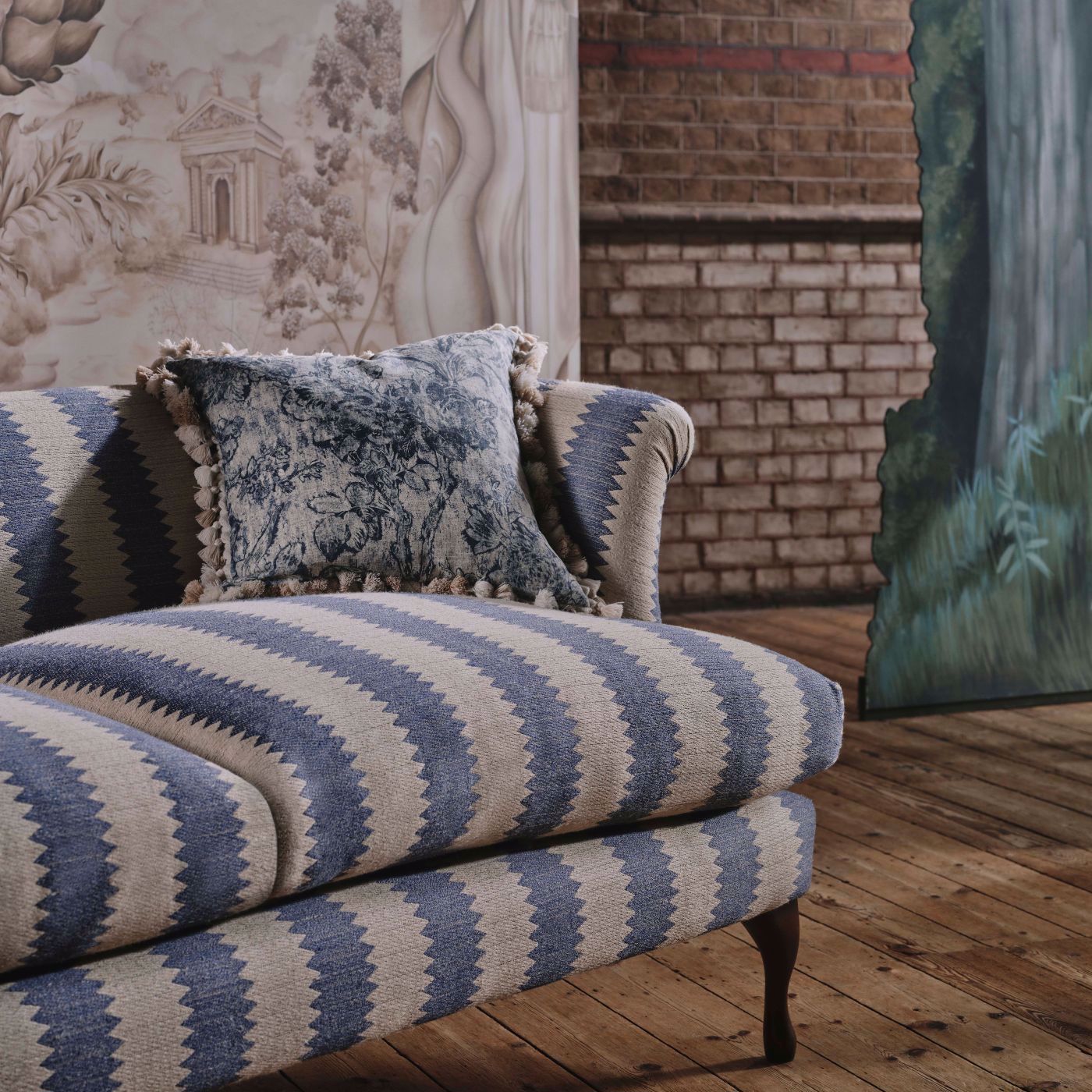 Aperigon Swag Woad Fabric - Blue - Sanderson