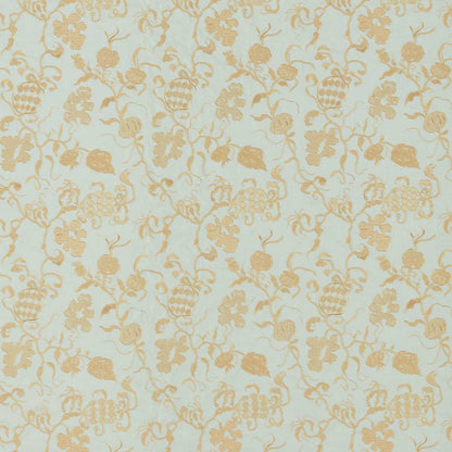 Mydsommer Pickings Smog Blue/Lame Gold Fabric - Teal - Sanderson