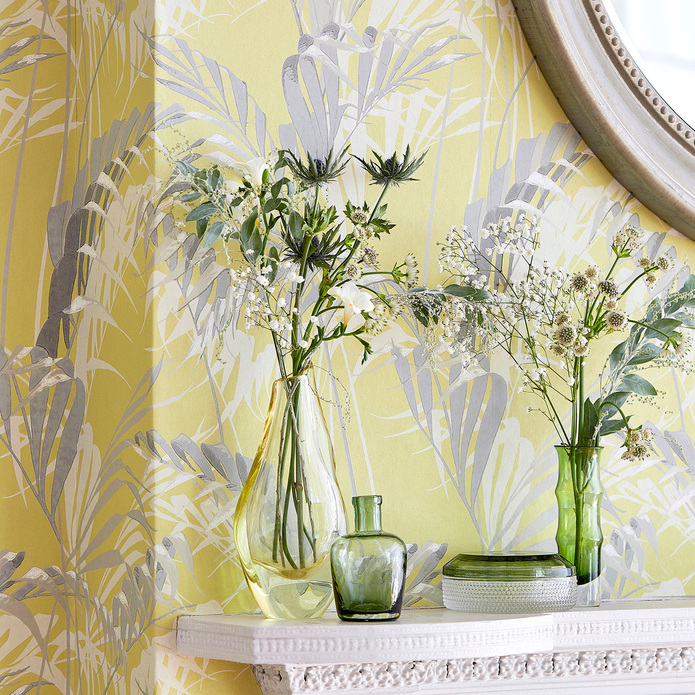 Palm House Wallpaper - Charcoal/Gold - DGLW216641