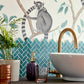 Ringtailed Lemur Wallpaper - Stone/Eucalyptus - DGLW216665