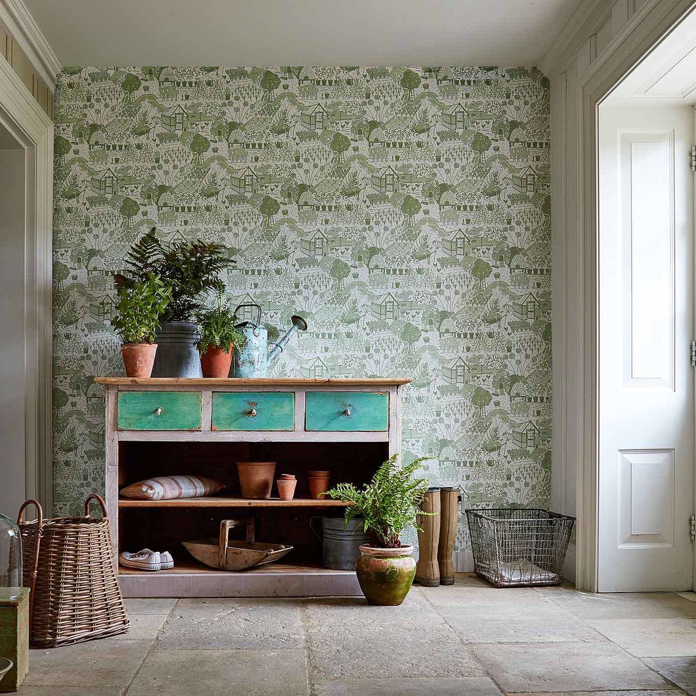 The Allotment Wallpaper - Linen - DHPO216353