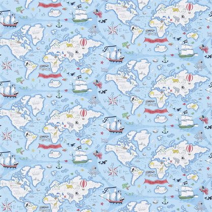 Treasure Map Wallpaper - Sea Blue - DLIT214038