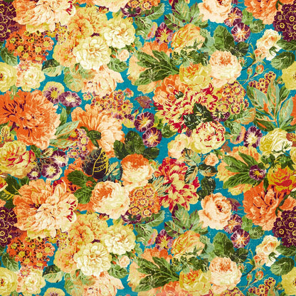 Very Rose And Peony Wallpaper - Kingfisher/Rowan Berry - DOSW217027
