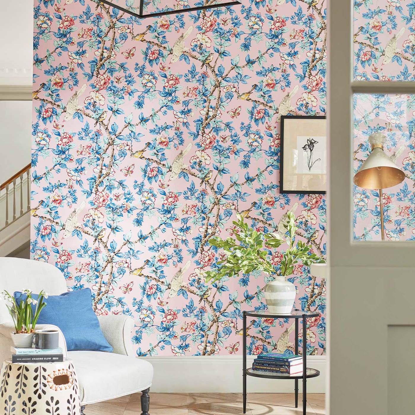Caverley Wallpaper - Indigo Blue/Rowan Berry - DOSW217037