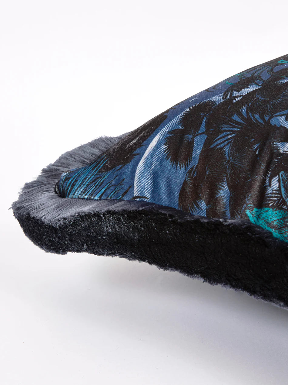 Nocturnal Faunacation Fringed Side Velvet Cushion