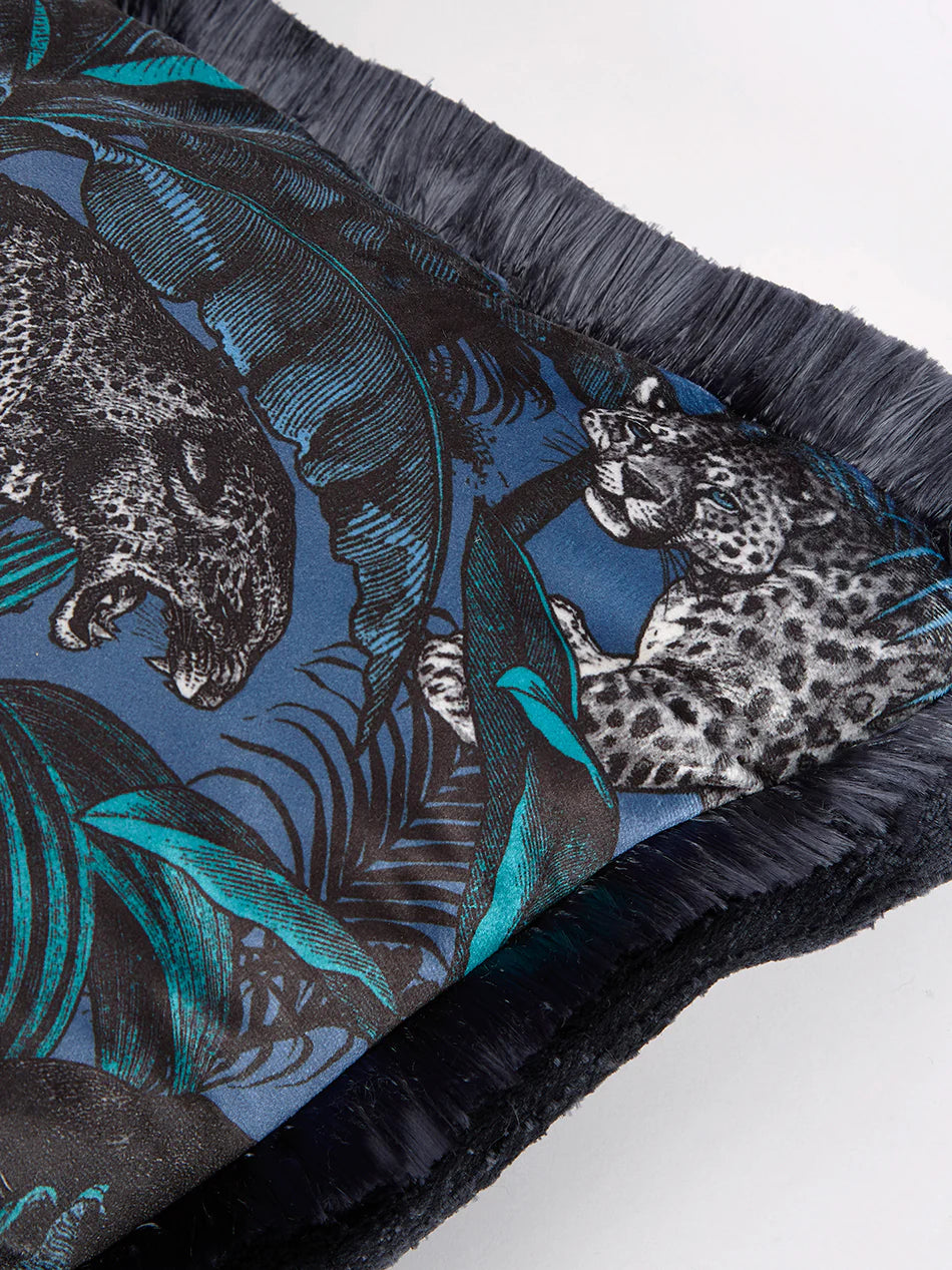 Nocturnal Faunacation Fringed Side Velvet Cushion