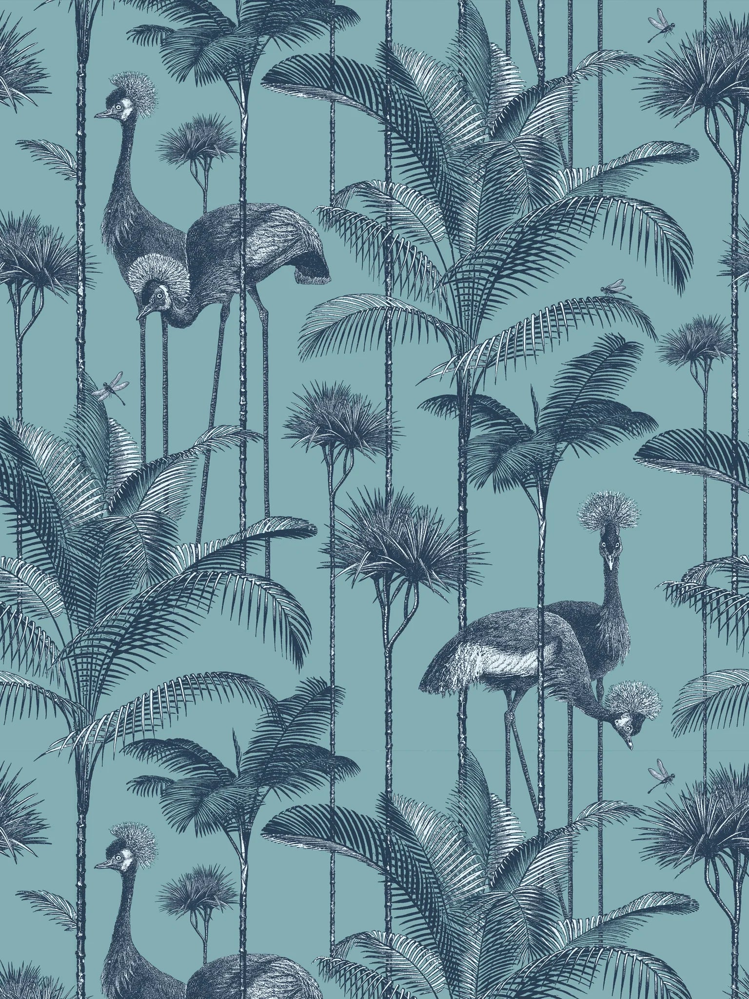 Crane Fonda 'Palm Blue' Wallpaper