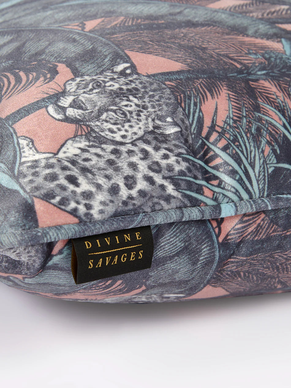 Mistique Faunacation Side Velvet Cushion - Blue