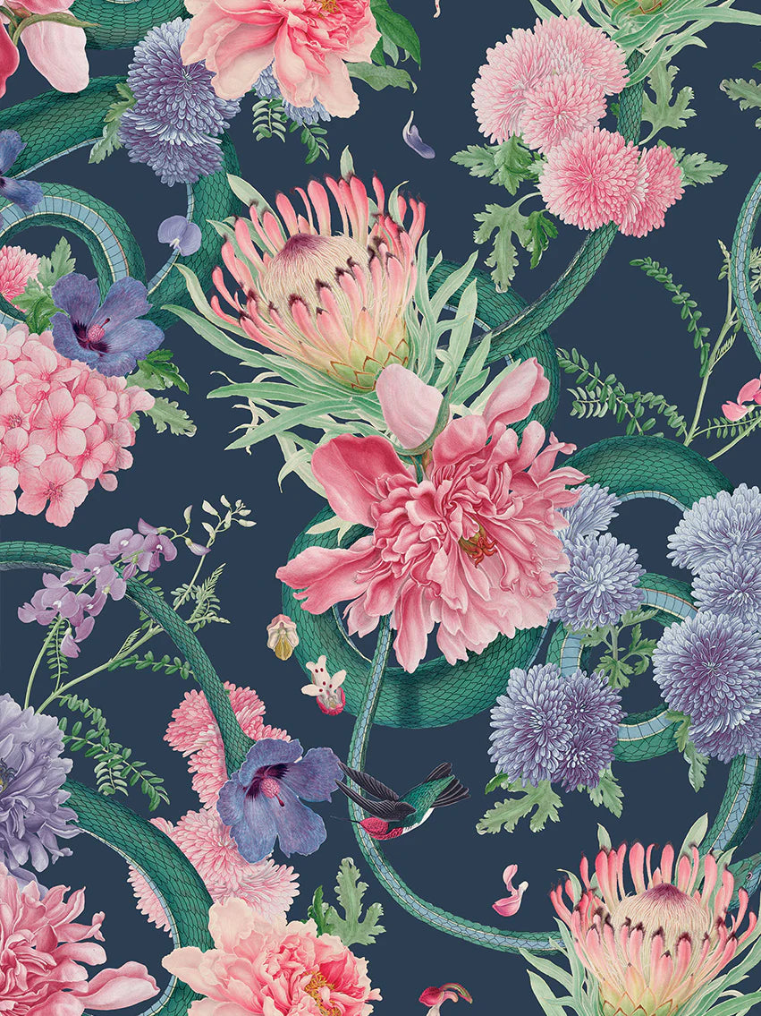 Forbidden Bloom 'Deep Blue' Wallpaper