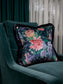 Forbidden Bloom 'Deep Blue' Fringed Room Velvet Cushion