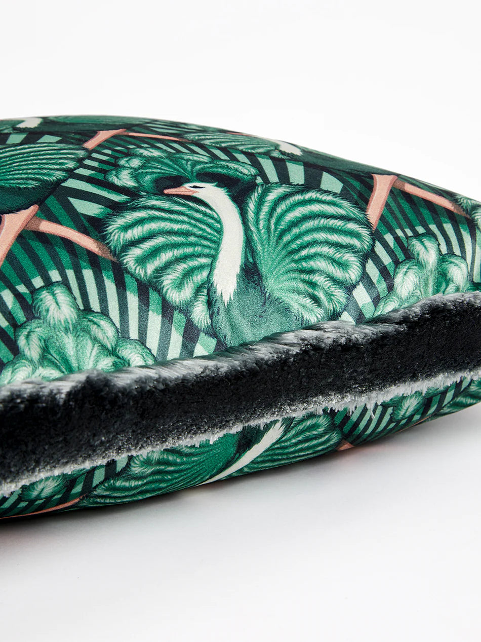 Zsa Zsa 'Bottle Green' Fringed Side Velvet Cushion