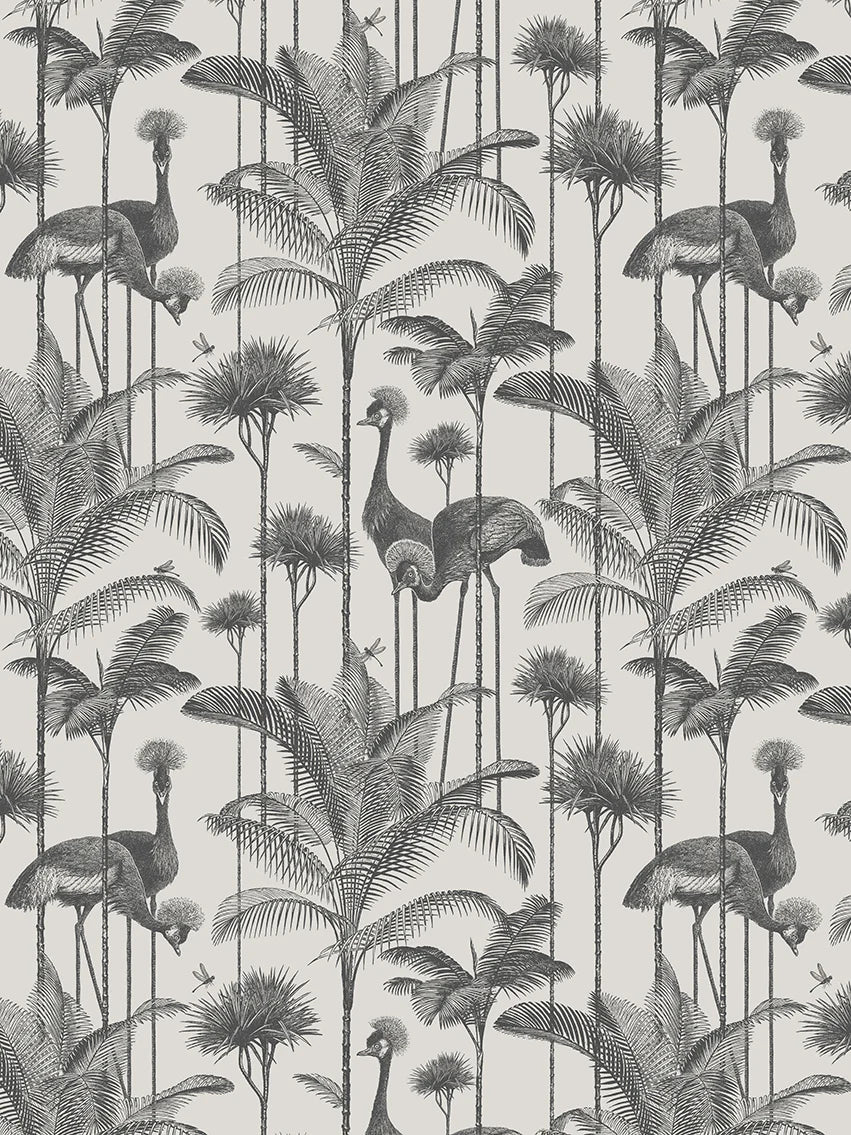 Crane Fonda 'Charcoal' Wallpaper