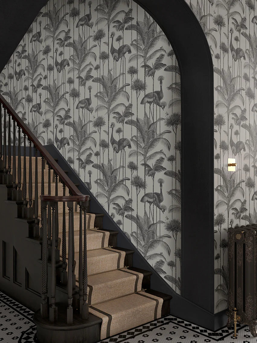 Crane Fonda 'Charcoal' Room Wallpaper