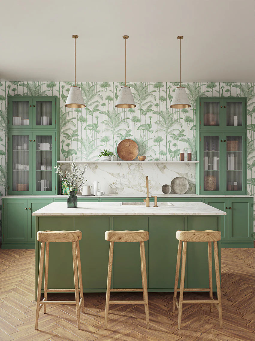 Crane Fonda 'Palm Green' Room Wallpaper