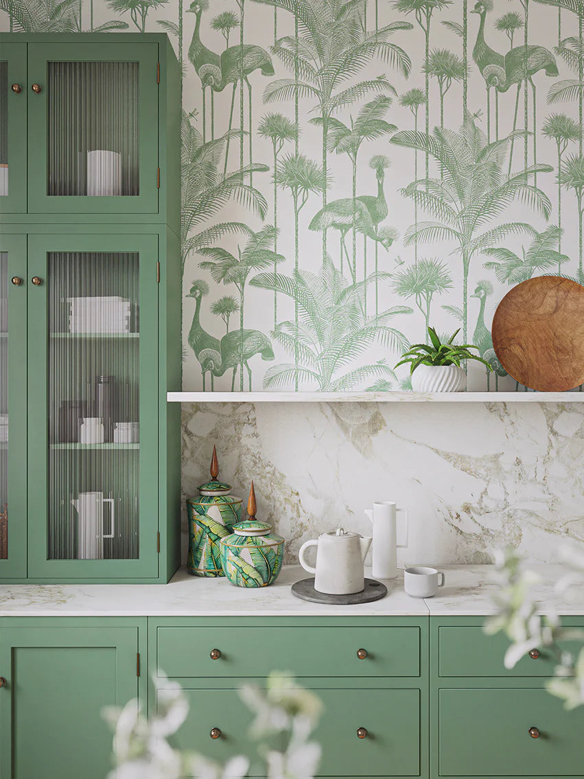 Crane Fonda 'Palm Green' Room Wallpaper