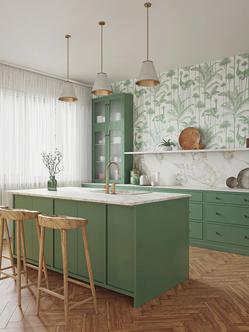 Crane Fonda 'Palm Green' Room Wallpaper