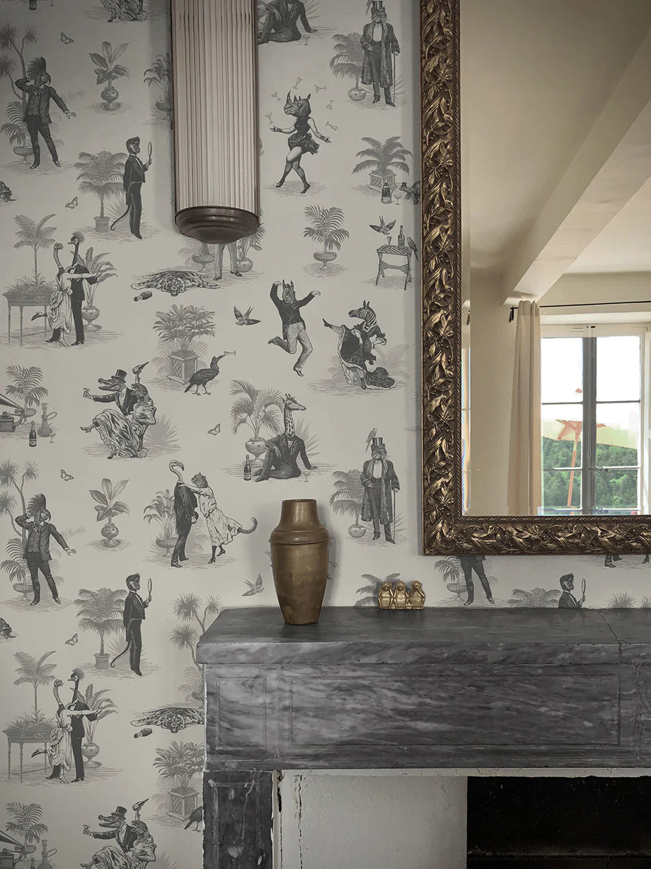 Safari Soirée 'Soft Charcoal' Room Wallpaper