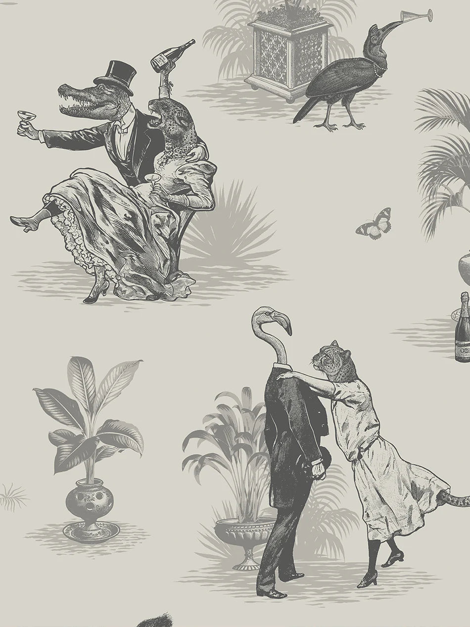 Safari Soirée 'Soft Charcoal' Room Wallpaper