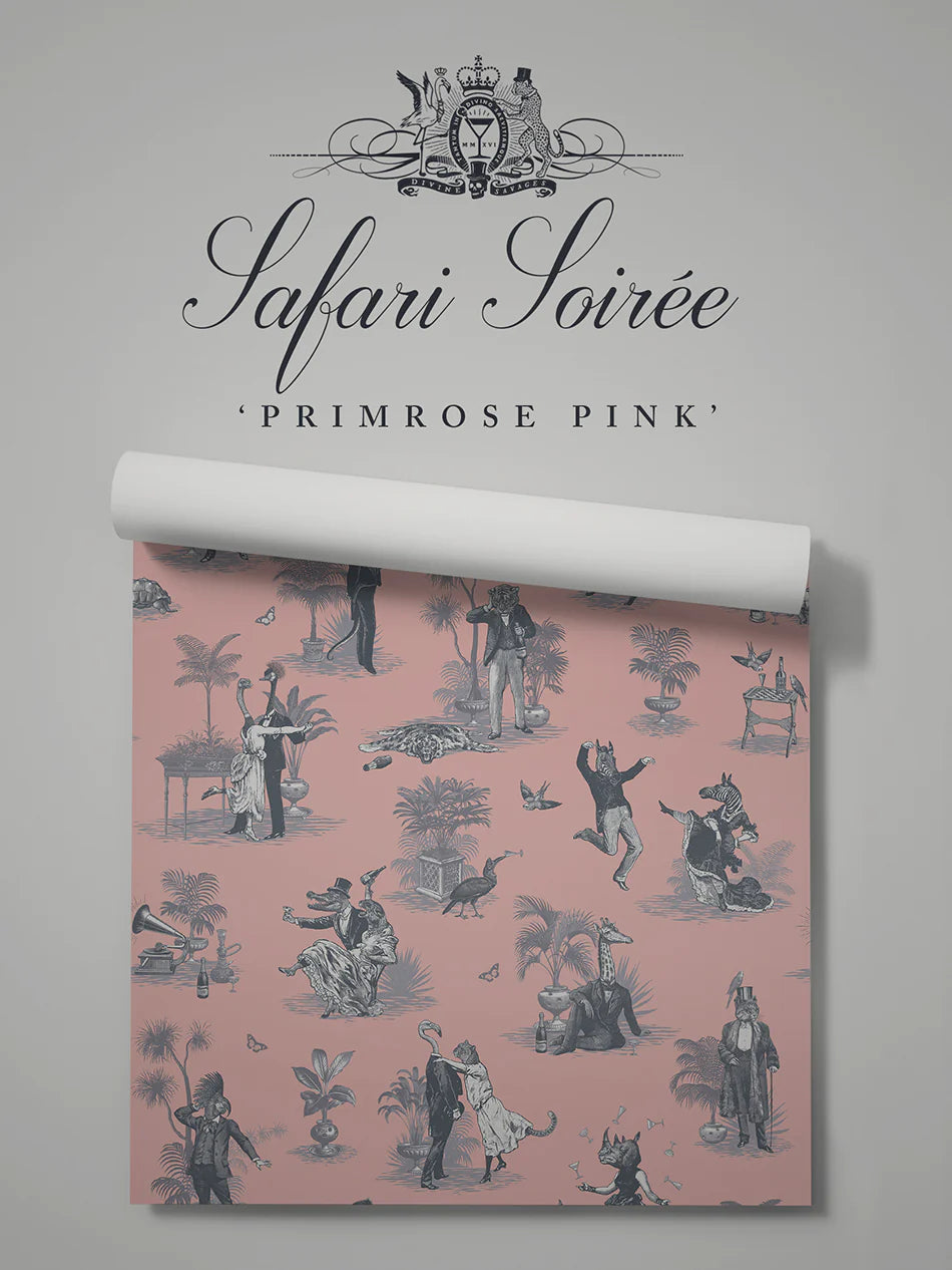 Safari Soirée 'Primrose Pink' Wallpaper