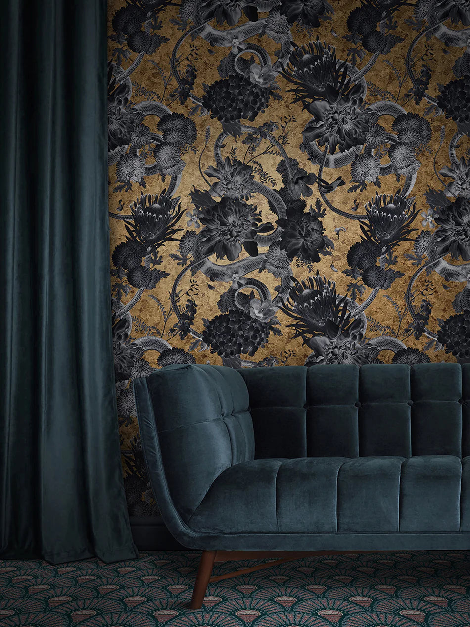 Forbidden Bloom Gold Leaf Room Wallpaper