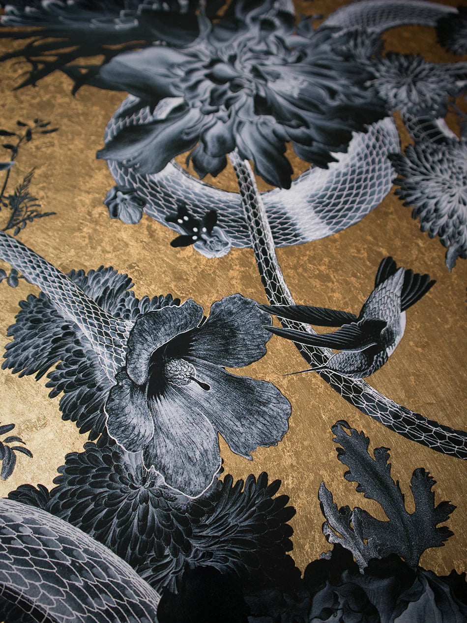 Forbidden Bloom Gold Leaf Room Wallpaper