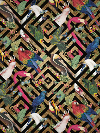 Geometric Aviary Gold Leaf Wallpaper