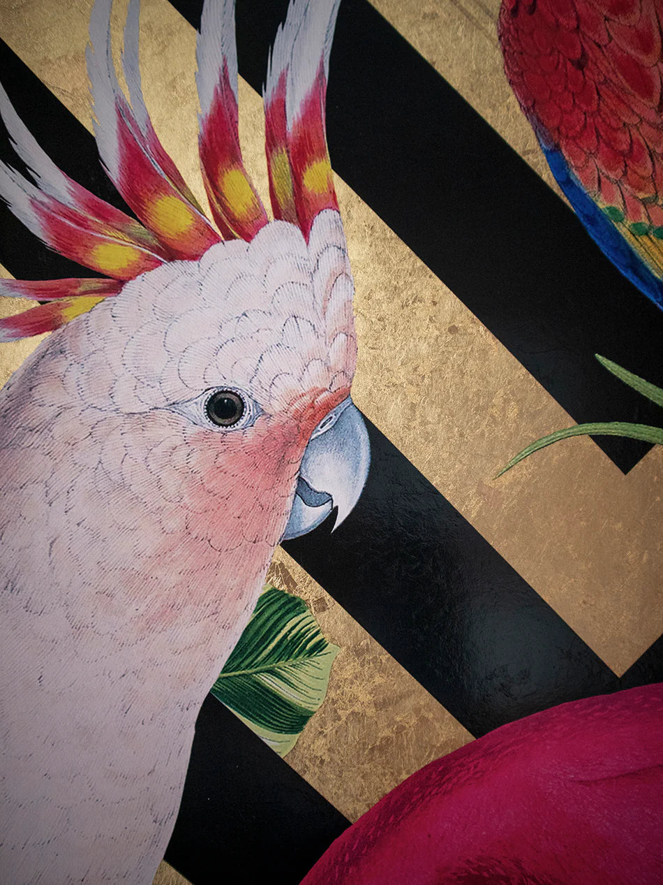 Geometric Aviary Gold Leaf Room Wallpaper