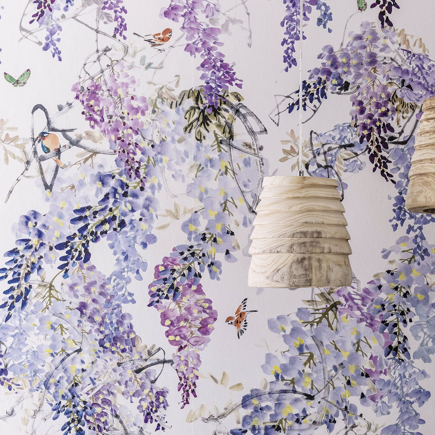 Wisteria Fall Panel A Wallpaper - Lilac - DWAP216296
