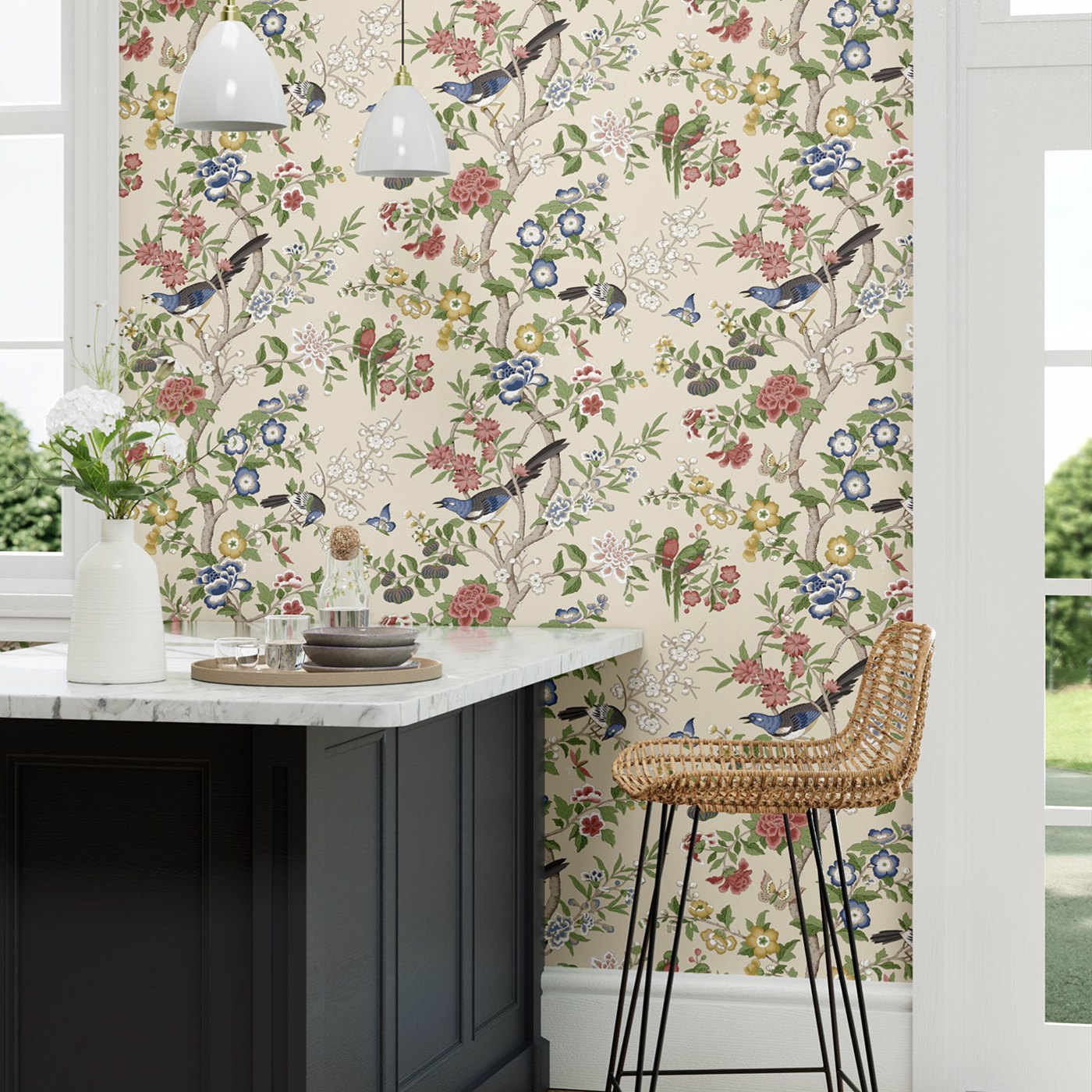 Chinoiserie Hall Wallpaper - Linen/ Chintz - DWAW217113
