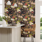 Crane & Frog Wallpaper - Ink Black/Multi - DWAW217123