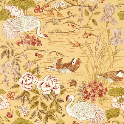 Crane & Frog Wallpaper - Honey/Olive - DWAW217124