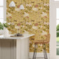 Crane & Frog Wallpaper - Honey/Olive - DWAW217124