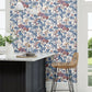Bamboo & Birds Wallpaper - China Blue /Lotus Pink - DWAW217129