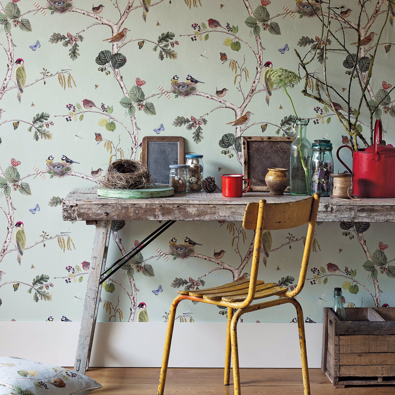 Woodland Chorus Wallpaper - Sky Blue/Multi - DWOW215706