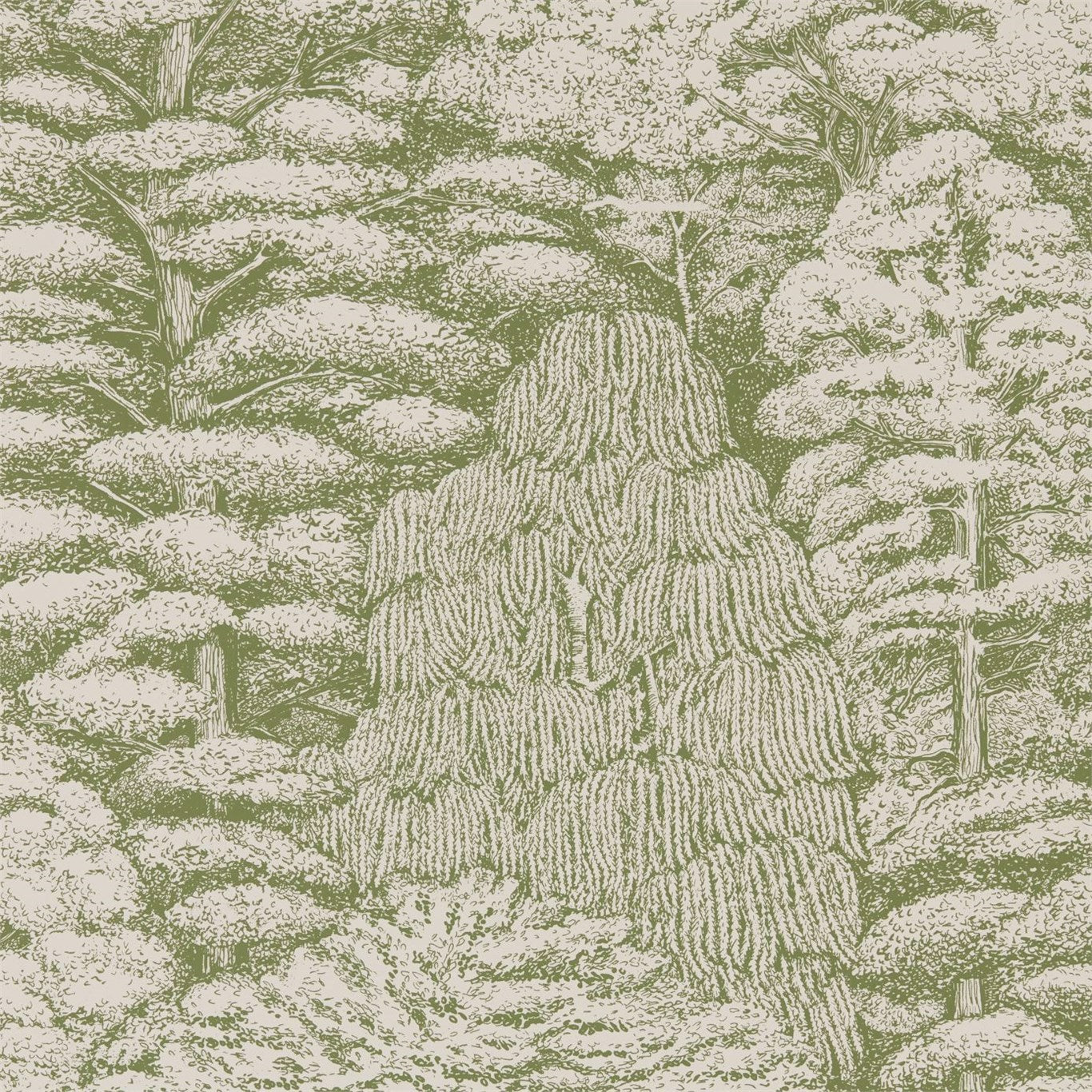Woodland Toile Wallpaper - Cream/Green - DWOW215720