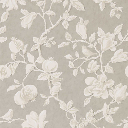 Magnolia & Pomegranate Wallpaper - Silver/Linen - DWOW215722