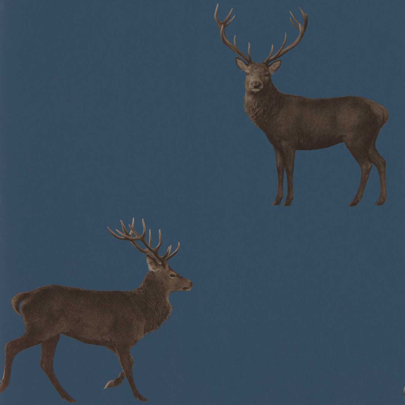 Evesham Deer Wallpaper - Indigo - DYSI216620